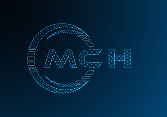 MCH low poly letter logo vector design. MCH lower poly logo design. Low poly logo.