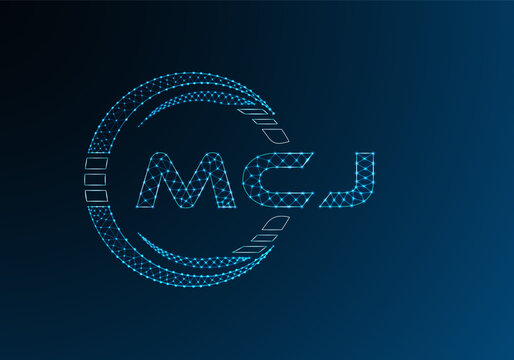 MCJ low poly letter logo vector design. MCJ lower poly logo design. Low poly logo.