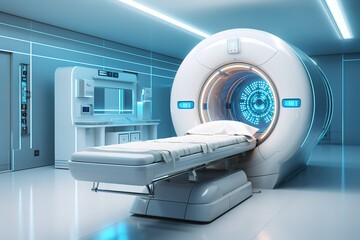 Contemporary nuclear magnetic resonance imaging lab with sophisticated equipment