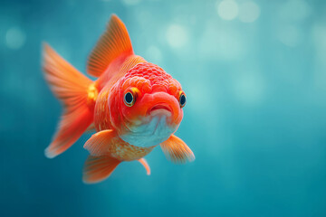Vibrant Goldfish Swimming Gracefully in Crystal Clear Aquarium Tank Water