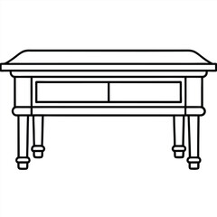 Illustration of a desk with drawer isolated on transparent background
