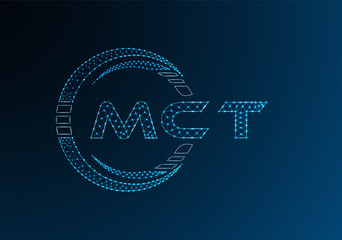 MCT low poly letter logo vector design. MCT lower poly logo design. Low poly logo.