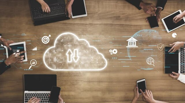 Cloud computing, cloud strategy, and cloud technology transforming digital infrastructure with scalable services, secure data storage, and cloud-based digital business solutions. Muxer