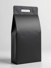 A blank black stand-up pouch bag, perfect for packaging mockups. Simple, sleek design, ready for your branding.