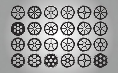 Collection of Vintage Gear Wheels Mechanical Design Elements for Industrial Projects