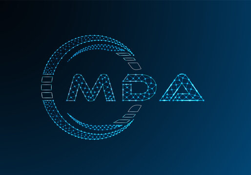 MDA low poly letter logo vector design. MDA lower poly logo design. Low poly logo.
