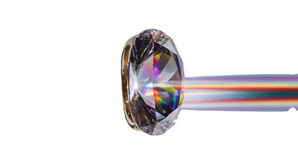 Sparkling Diamond with Rainbow Dispersion, isolated on transparent background