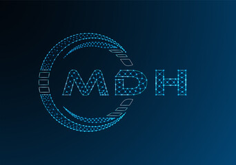MDH low poly letter logo vector design. MDH lower poly logo design. Low poly logo.