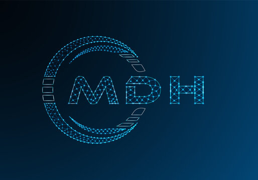 MDH low poly letter logo vector design. MDH lower poly logo design. Low poly logo.