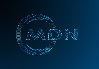 MDN low poly letter logo vector design. MDN lower poly logo design. Low poly logo.