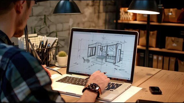 Architect harmonizes analog drafting with digital design software to produce comprehensive room blueprints
