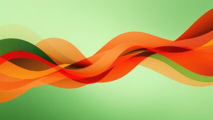 Dynamic Green Red Orange Geometric Wave Background Design