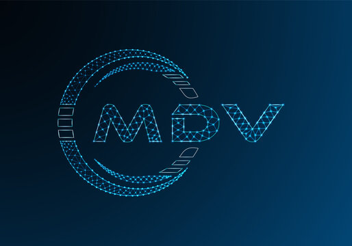 MDV low poly letter logo vector design. MDV lower poly logo design. Low poly logo.