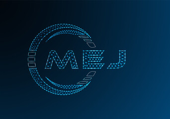 MEJ low poly letter logo vector design. MEJ lower poly logo design. Low poly logo.