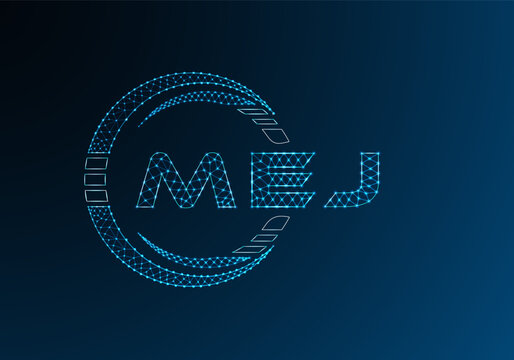 MEJ low poly letter logo vector design. MEJ lower poly logo design. Low poly logo.