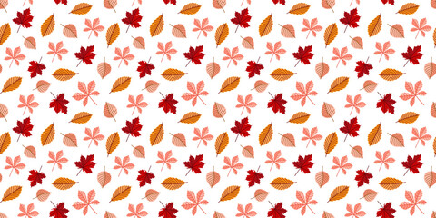 Colorful seamless autumn leaves pattern background
