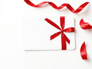 Elegant Red Ribbon Gift Card with Heart Design