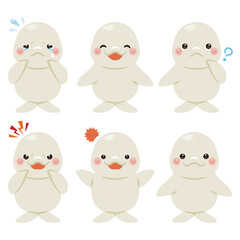 シロイルカのキャラクターイラスト　表情セット