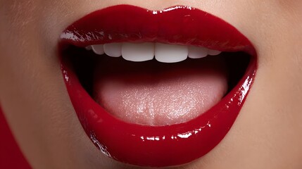 Captivating red lips with alluring makeup