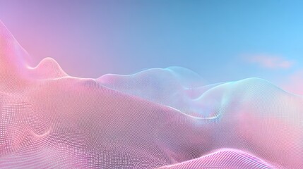 Abstract digital landscape with flowing lines and gradients of pastel colors, creating a dreamy, ethereal atmosphere.
