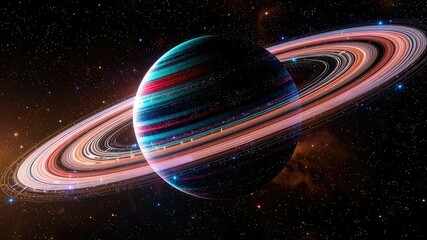 Enchanting Ringed Planet in Cosmic Starlight