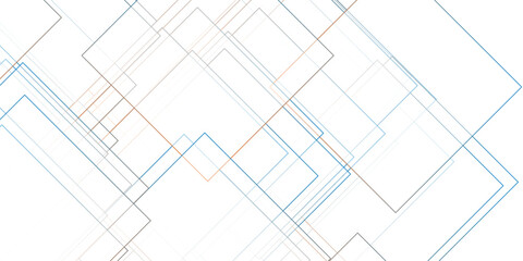 Abstract geometric design with overlapping squares and lines in various colors on a clean white background perfect for modern design