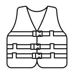 A simple black and white line drawing of a life vest