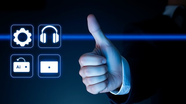 Hand thumbs up with technology icons image