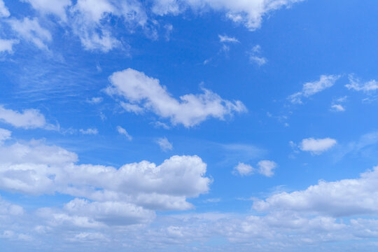 Cloudy blue sky on sunny day.