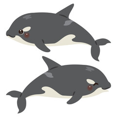 シャチの横向きイラストセット