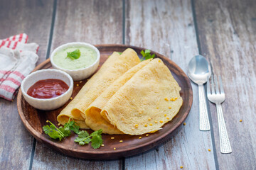 Moong dal chilla is a savory Indian pancake made from ground moong lentils, spiced with herbs,...
