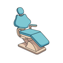 A sticker-style illustration of a dental chair in a minimalist art style