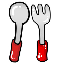 숟가락과 포크 일러스트 요소