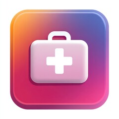 Fototapeta premium First Aid Kit App Icon Vibrant Gradient Design