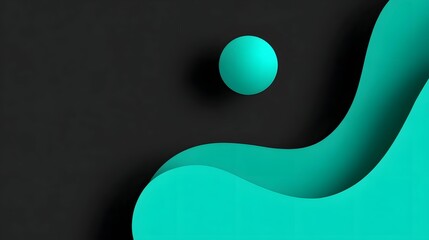 Turquoise abstract geometric spheres on dark background