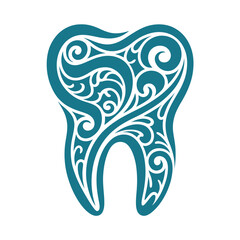 A stylized decorative dental tooth design