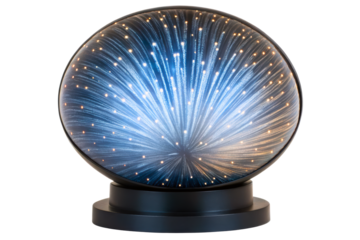 Glass sphere with internal fiber optic light explosion effect isolated with transparent background