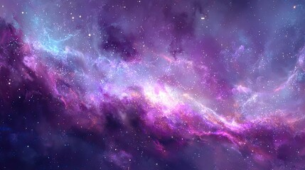 Fototapeta premium A vibrant, abstract depiction of a nebula in deep space, filled with swirling colors and scattered stars.