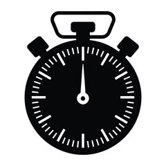 Kitchen Timer Silhouette, Vector, Illustration, Outline, Line Art, Icon, Logo, White Background.