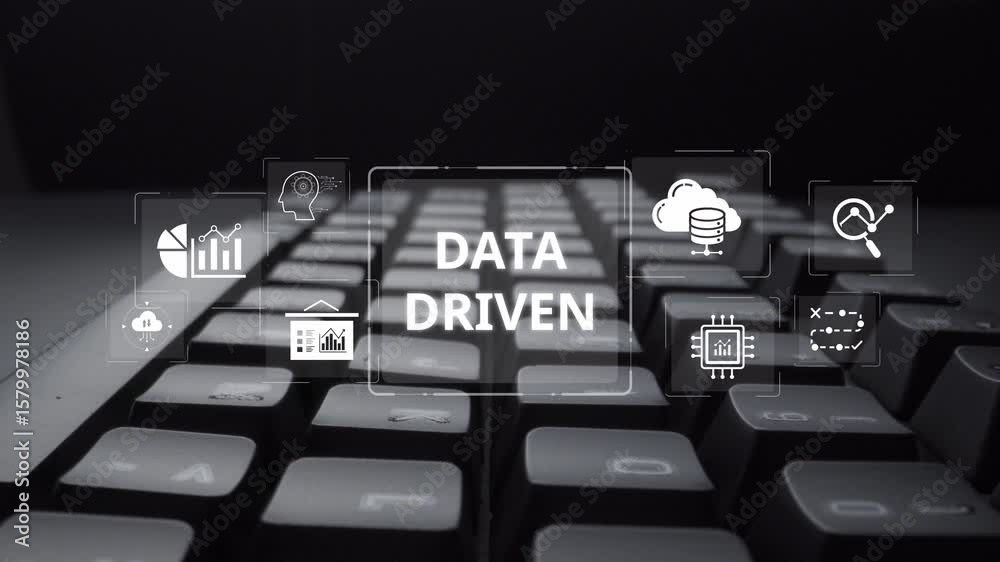 Poster data-driven decision-making empowers business through analytics, datum collection, and ai systems. d