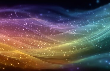 Colorful particles flowing through space creating abstract wavy pattern