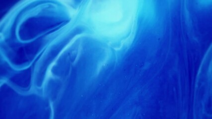 Mix wave. Marble splash. Defocused blue white colorful paint in chemical water sparkling particles moving on acrylic wet abstraction.
