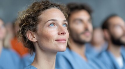 Professional medical students attentively learning at healthcare conference modern expert session for young professionals, inspiring content marketing
