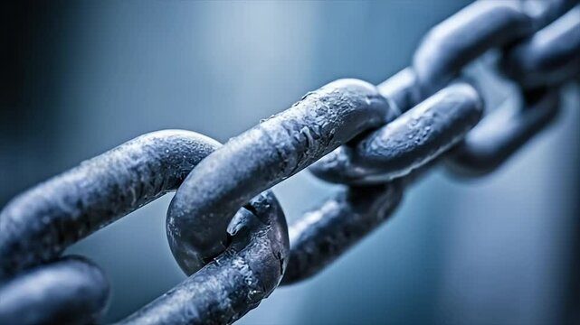 Close-up of a weathered, metallic chain's links