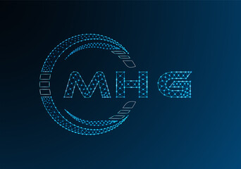 MHG low poly letter logo vector design. MHG lower poly logo design. Low poly logo.