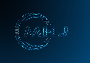 MHJ low poly letter logo vector design. MHJ lower poly logo design. Low poly logo.