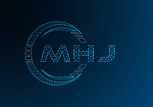 MHJ low poly letter logo vector design. MHJ lower poly logo design. Low poly logo.