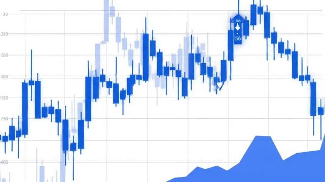 Stock Chart with Blue and White Candlesticks Displaying Market Trends in a White Background for Financial Analysis and