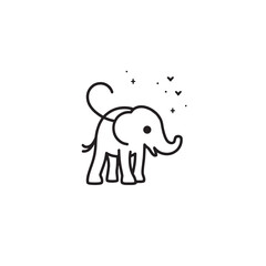 Fototapeta premium Minimalist One-Line Elephant Silhouette Illustration Abstract Continuous Black Line Drawing of Elephant in Vector Style on White Background