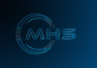 Naklejka premium MHS low poly letter logo vector design. MHS lower poly logo design. Low poly logo.
